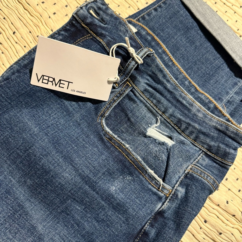 Vervet by Flying Monkey Distressed Roll-Up Stretch Mom Denim Jeans NWT size 20